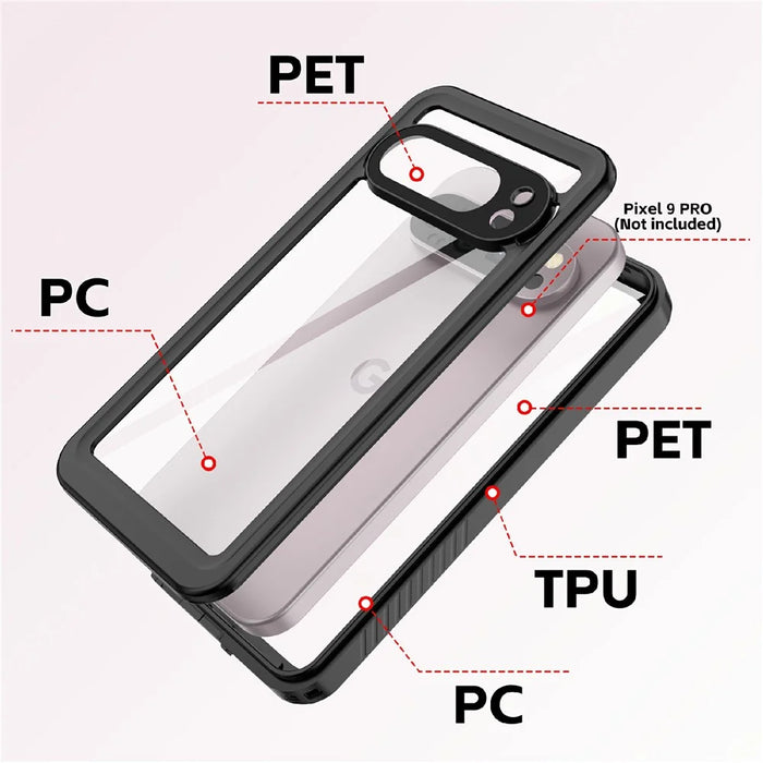 REDPEPPER FS Series For Google Pixel 9 Pro Case IP68 Waterproof Clear Back Panel Phone Cover - 7