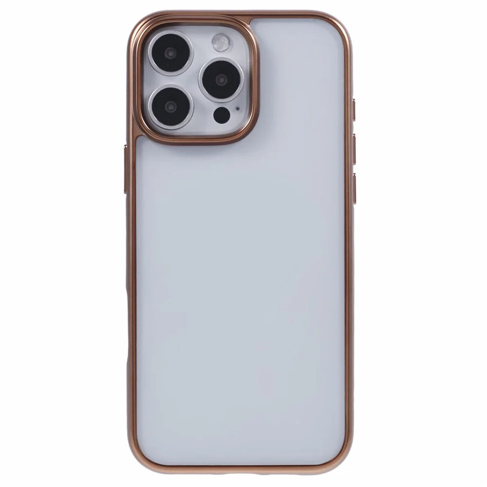 KIGC Ice Silk Series For iPhone 16 Pro Max Case TPU+PC Electroplating Phone Cover - Gold - 3