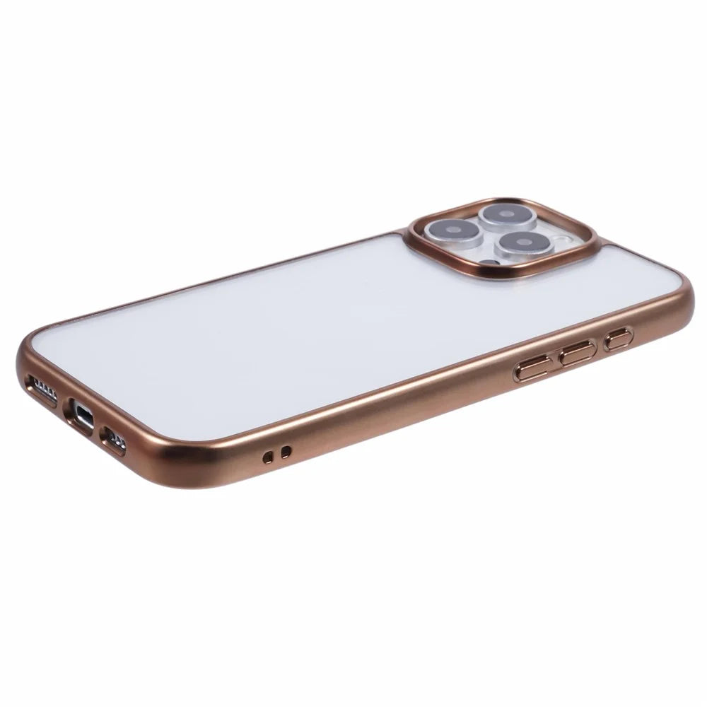 KIGC Ice Silk Series For iPhone 16 Pro Max Case TPU+PC Electroplating Phone Cover - Gold - 4