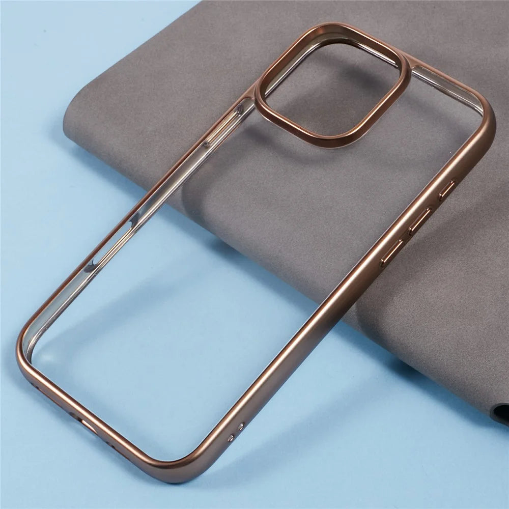 KIGC Ice Silk Series For iPhone 16 Pro Max Case TPU+PC Electroplating Phone Cover - Gold - 6
