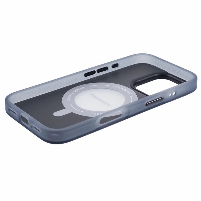 YOUNGKIT Technology Series for iPhone 16 Pro Case Compatible with MagSafe Kickstand IMD PC+TPU Phone Cover - Grey - 6