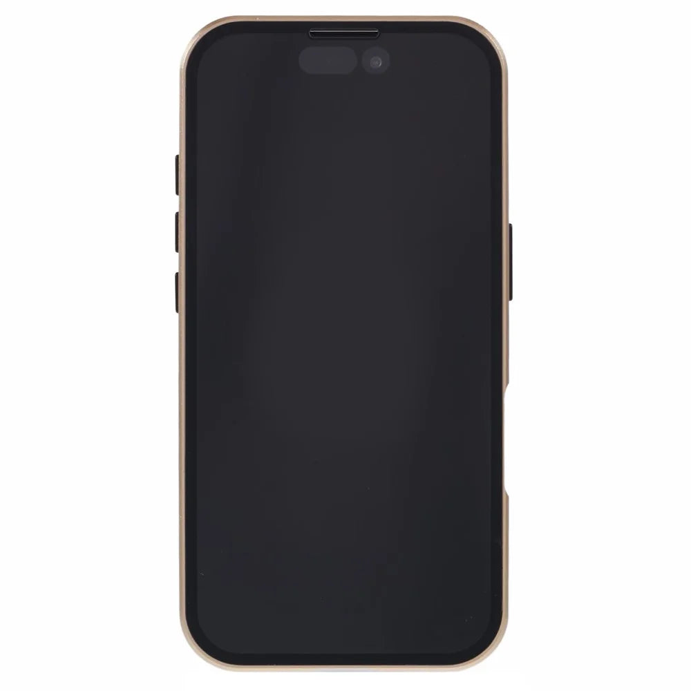 For iPhone 16 Plus Anti-Spy Case Magnetic Metal Frame + Double-Sided Tempered Glass Phone Cover - Gold - 3