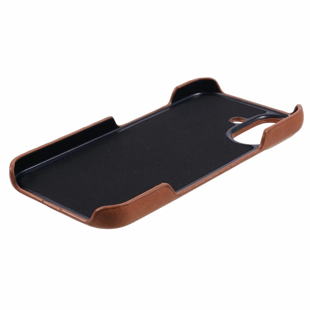 For iPhone 16 Plus Case Skin-touch Leather+PC Phone Cover with Card Slot - Yellow - 4