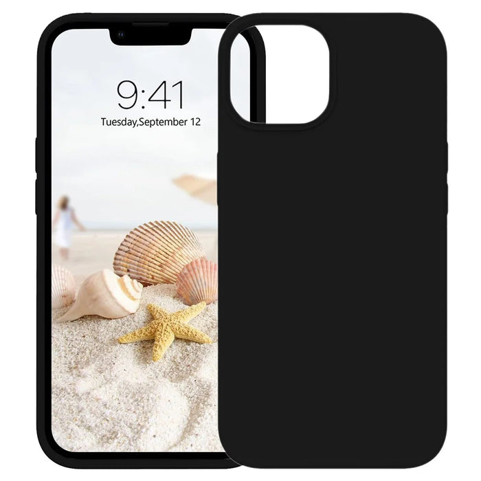 KALEBOL KLB-YTGJ001 For iPhone 13 Case Solid Color Liquid Silicone+PC Phone Cover - Black - 2