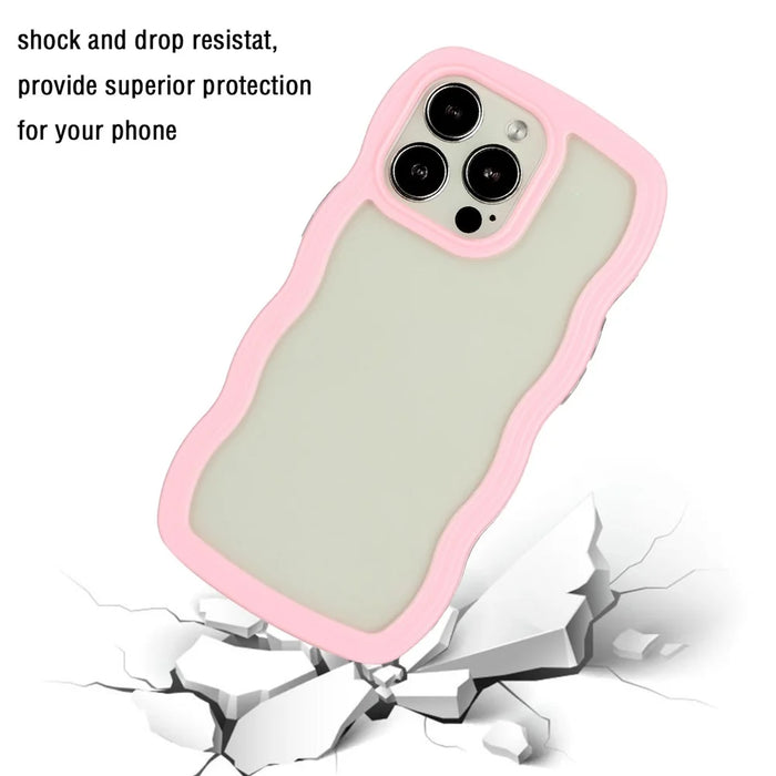 For iPhone 16 Pro Case Wavy Edge Design PC + TPU Shockproof Phone Cover - Pink - 2