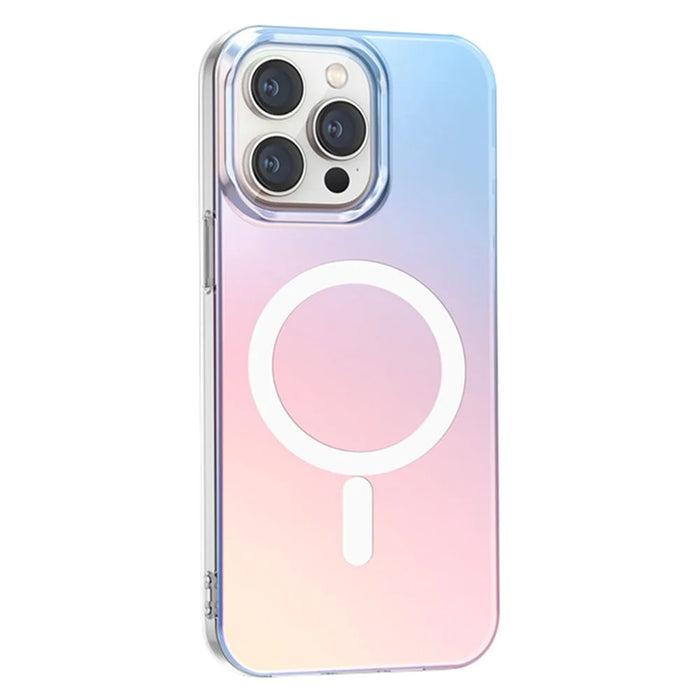 For iPhone 14 Pro Case Compatible with MagSafe Laser Gradient Effect TPU+PC Phone Cover - 1