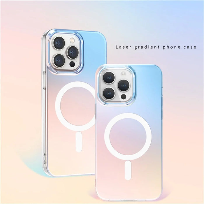 For iPhone 14 Pro Case Compatible with MagSafe Laser Gradient Effect TPU+PC Phone Cover - 5