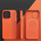 QIALINO Anti-Fall Phone Case for iPhone 14 Plus Protective Magnetic Case Genuine Leather Coated Shockproof PC Cover - Orange - 5