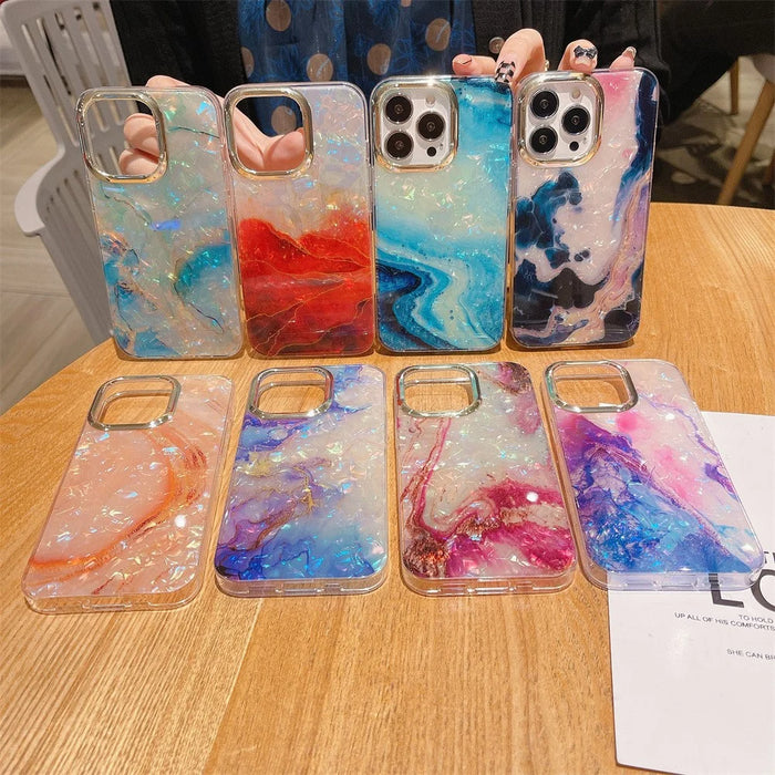 For iPhone 16 Pro Max Case IMD Marble Shell Pattern TPU+PC Phone Cover - Style 8 - 3