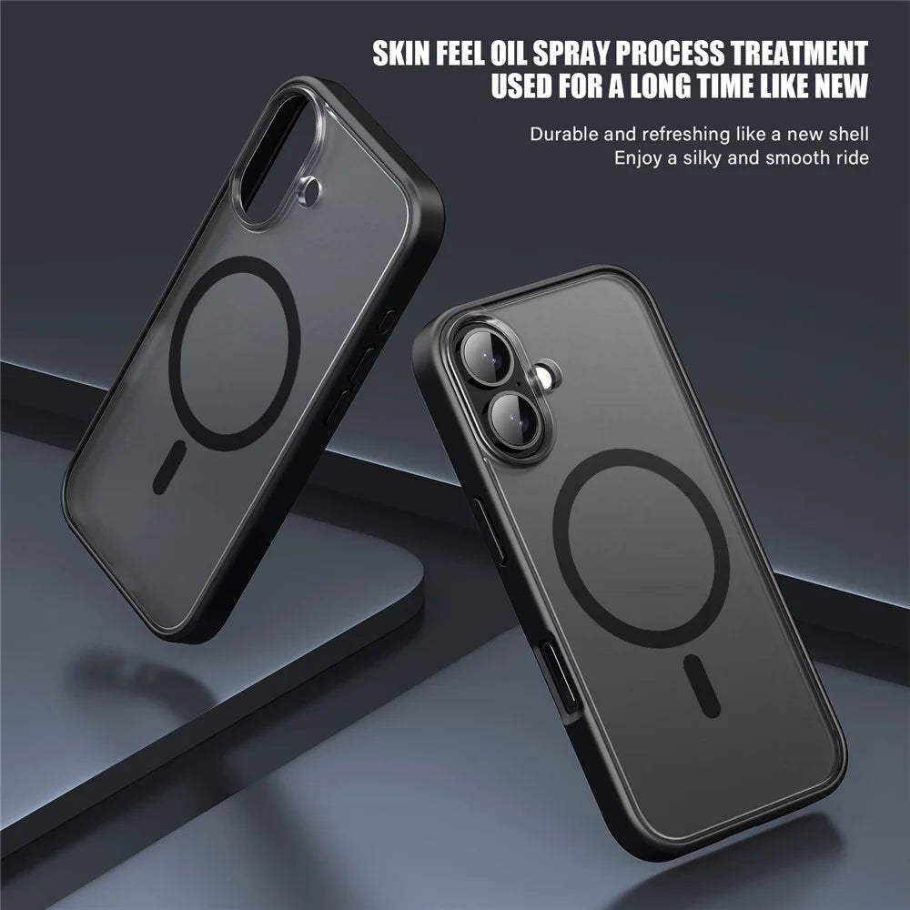 For iPhone 16 Plus Case Matte PC+TPU Phone Cover Compatible with MagSafe - Black - 3