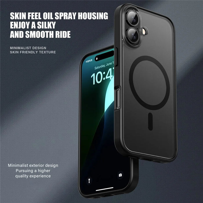 For iPhone 16 Case Matte PC+TPU Phone Cover Compatible with MagSafe - Black - 2