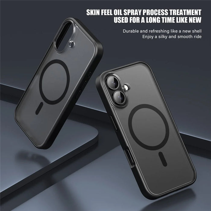 For iPhone 16 Case Matte PC+TPU Phone Cover Compatible with MagSafe - Black - 3