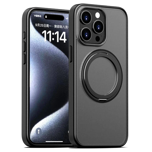 For iPhone 16 Pro Max Case Compatible with MagSafe PC+TPU Phone Cover Kickstand - Transparent Black - 1