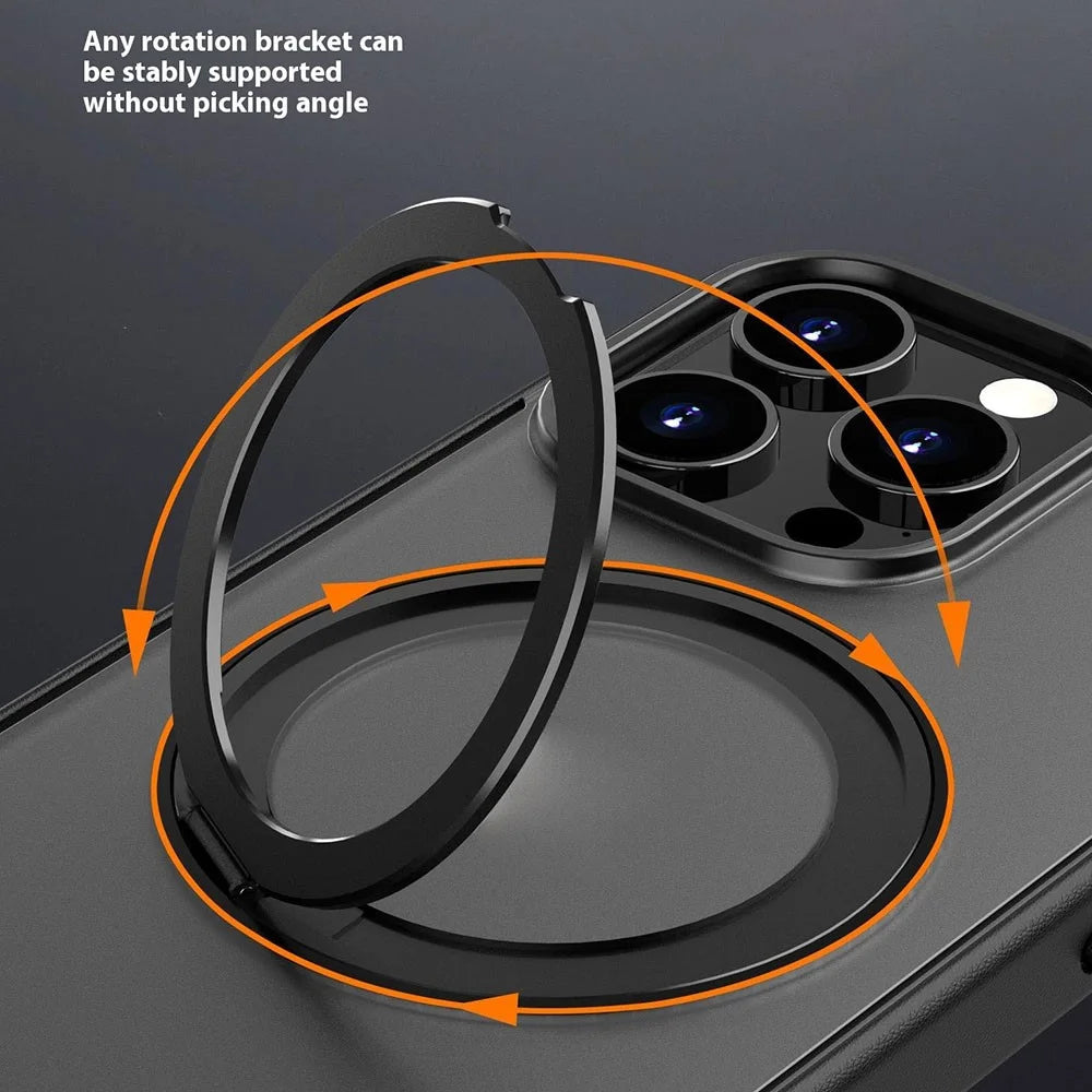 For iPhone 16 Pro Max Case Compatible with MagSafe PC+TPU Phone Cover Kickstand - Transparent Black - 3