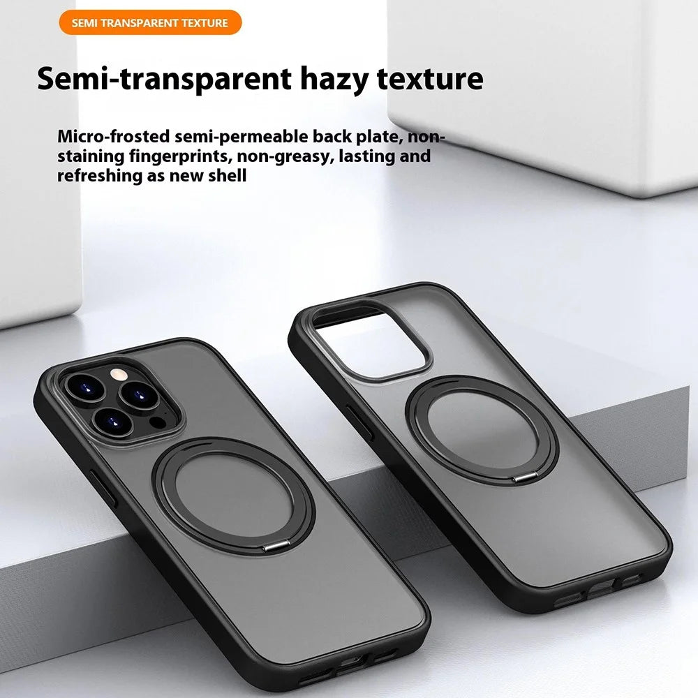 For iPhone 16 Pro Max Case Compatible with MagSafe PC+TPU Phone Cover Kickstand - Transparent Black - 4