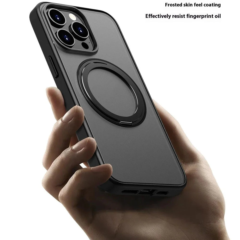 For iPhone 16 Pro Max Case Compatible with MagSafe PC+TPU Phone Cover Kickstand - Transparent Black - 7
