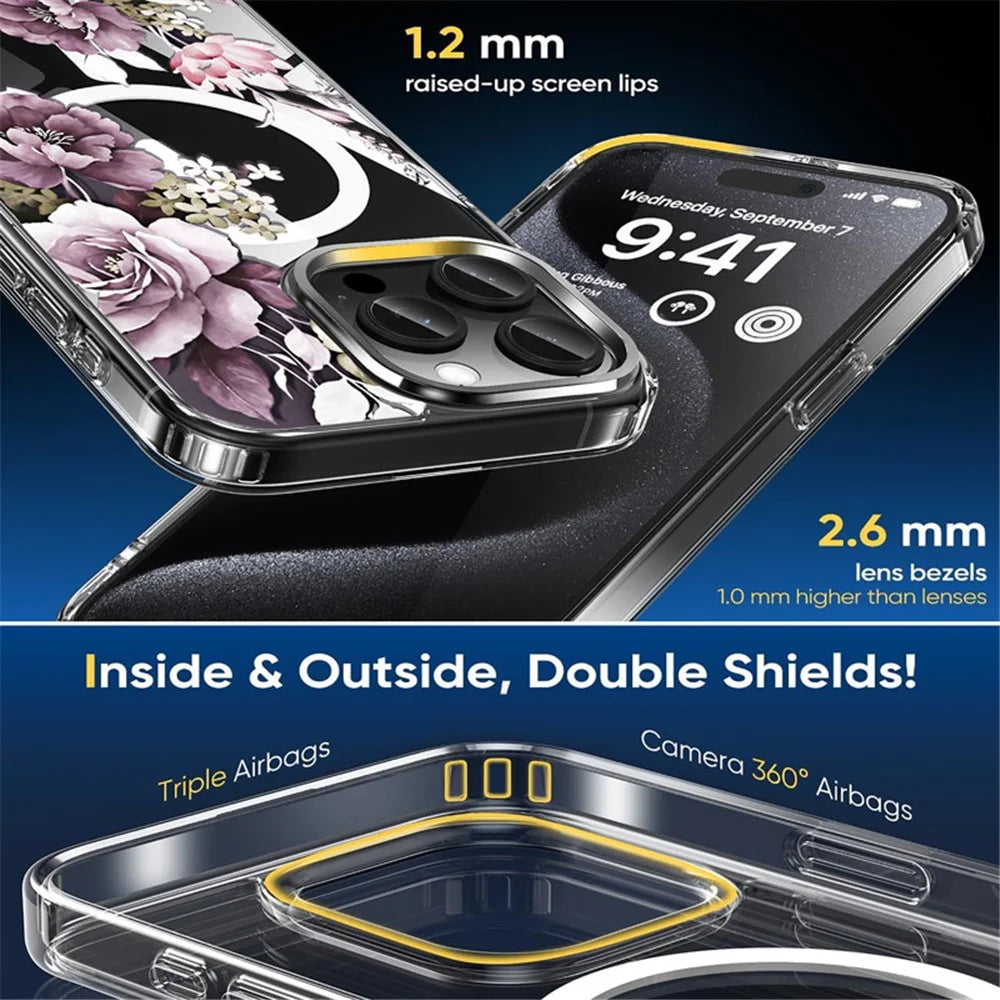 For iPhone 16 Pro Case TPU+PC Phone Cover Compatible with MagSafe - 4