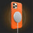 QIALINO Magnetic Phone Case for iPhone 14 Pro Max Protective Anti-Fall Case Genuine Leather Coated Shockproof PC Case - Orange - 3