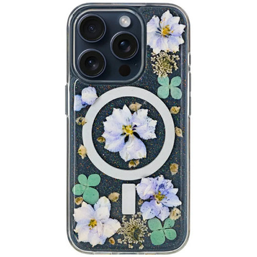 KZDOO Mag Flowers Series for iPhone 16 Pro Case Compatible with MagSafe Anti-Drop TPU+PC Phone Cover - Lilac - 1