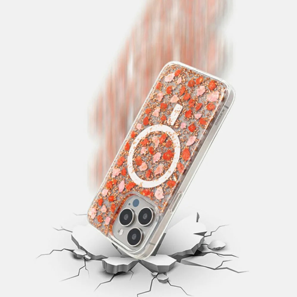 KZDOO Mag Flowers Series for iPhone 16 Pro Case Compatible with MagSafe Anti-Drop TPU+PC Phone Cover - Lilac - 4