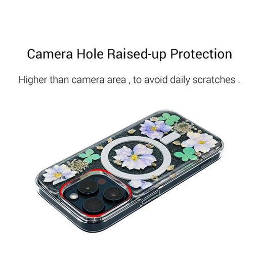 KZDOO Mag Flowers Series for iPhone 16 Pro Max Case Compatible with MagSafe Anti-Drop TPU+PC Phone Cover - Lilac - 2