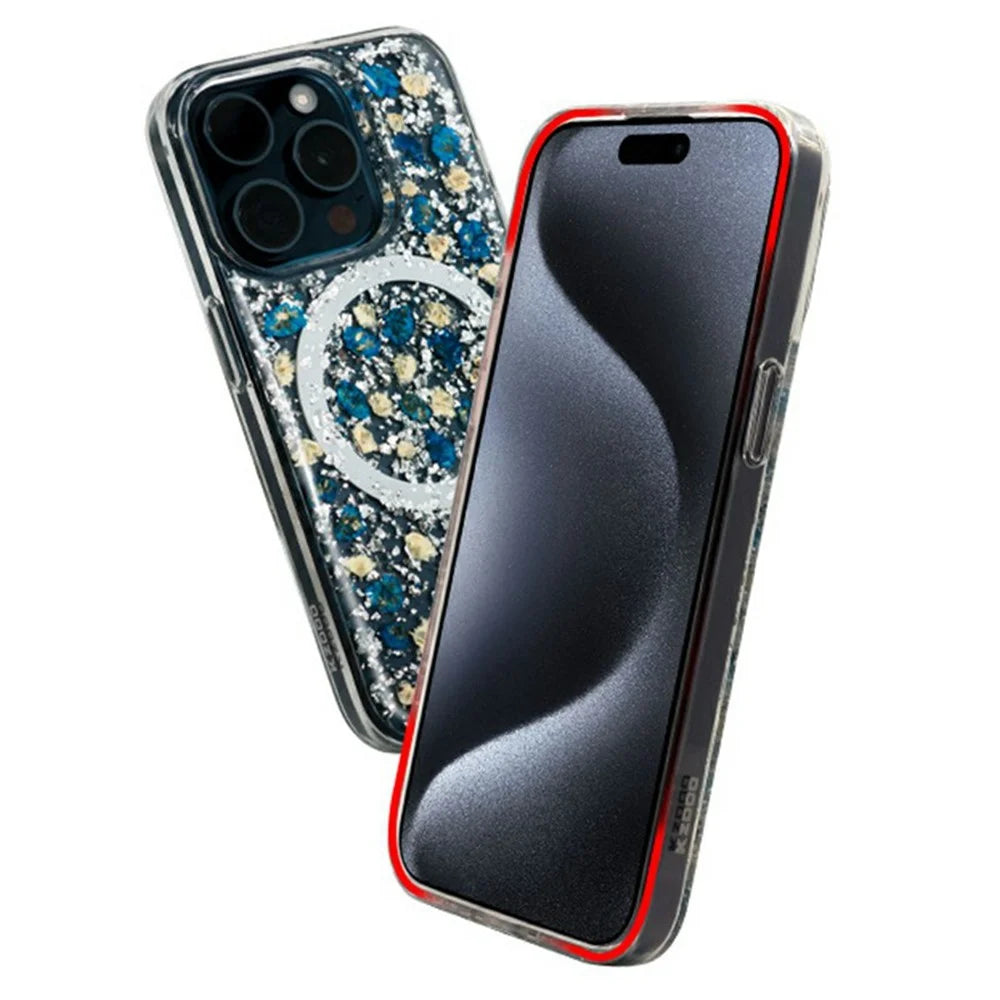 KZDOO Mag Flowers Series for iPhone 16 Pro Max Case Compatible with MagSafe Anti-Drop TPU+PC Phone Cover - Lilac - 3
