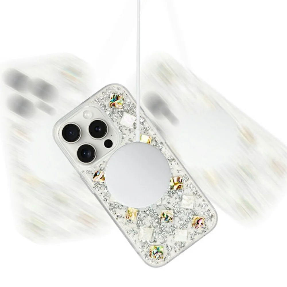 KZDOO Mag Flash Series for iPhone 16 Pro Case Compatible with MagSafe Seashell Shining TPU+PC Phone Cover - Rose Gold - 7