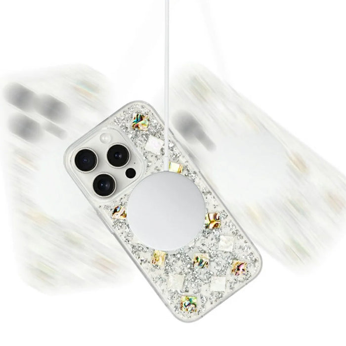 KZDOO Mag Flash Series for iPhone 16 Pro Case Compatible with MagSafe Seashell Shining TPU+PC Phone Cover - Rose Gold - 7