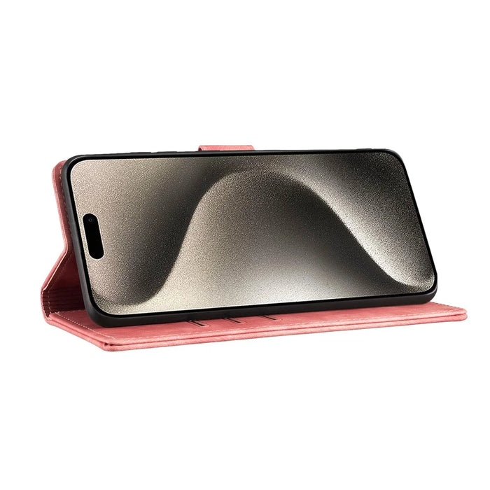 For iPhone 16 Pro Max Case Heart Cat Folding Stand PU Leather Phone Cover - Pink - 4