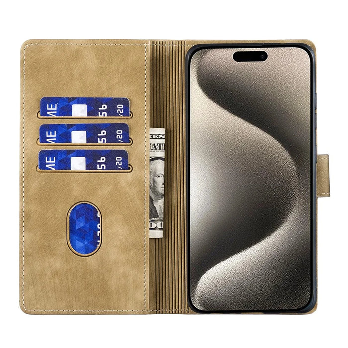For iPhone 16 Plus Case Heart Cat Folding Stand PU Leather Phone Cover - Light Brown - 2
