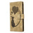 For iPhone 16 Plus Case Heart Cat Folding Stand PU Leather Phone Cover - Light Brown - 7