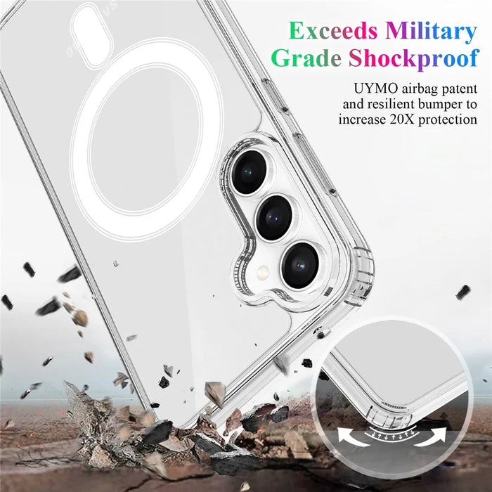 For Samsung Galaxy S24 FE Magnetic Case TPU+Acrylic Clear Back Phone Cover - Transparent - 2