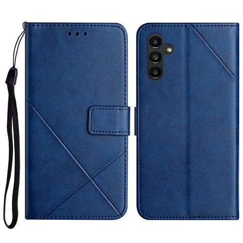 For Samsung Galaxy A26 5G / A16 5G / A16 4G Leather Case Line Pattern Wallet Phone Cover - Blue - 1
