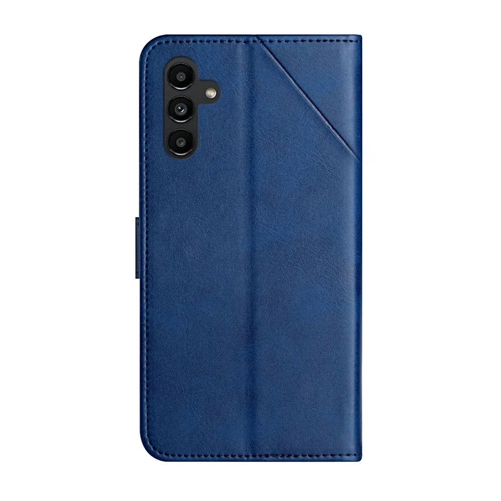 For Samsung Galaxy A26 5G / A16 5G / A16 4G Leather Case Line Pattern Wallet Phone Cover - Blue - 7