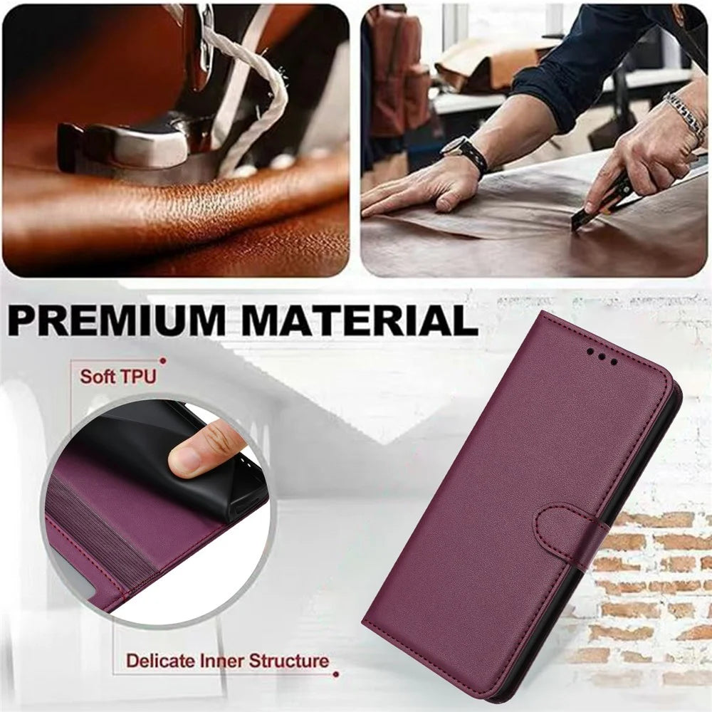 For Samsung Galaxy A06 4G Wallet Phone Case Leather Stand Cover with Strap - Purple - 4