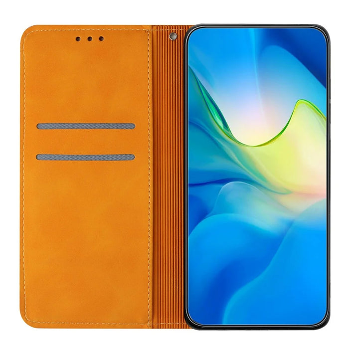 For Samsung Galaxy A06 4G Case Imprinted Flower Wallet Stand Leather Phone Cover - Yellow - 3