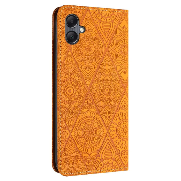 For Samsung Galaxy A06 4G Case Imprinted Flower Wallet Stand Leather Phone Cover - Yellow - 6