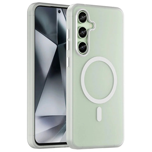 For Samsung Galaxy S24 FE Magnetic Case TPU + PC Slim Matte Translucent Phone Cover - White - 1