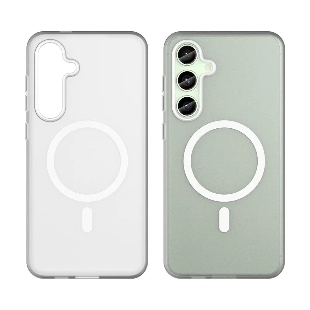 For Samsung Galaxy S24 FE Magnetic Case TPU + PC Slim Matte Translucent Phone Cover - White - 2