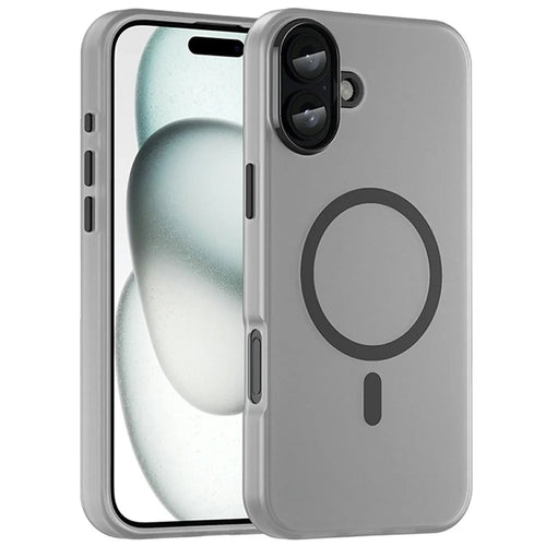 For iPhone 16 Plus Case Compatible with MagSafe TPU + PC Slim Matte Translucent Phone Cover - Black - 1