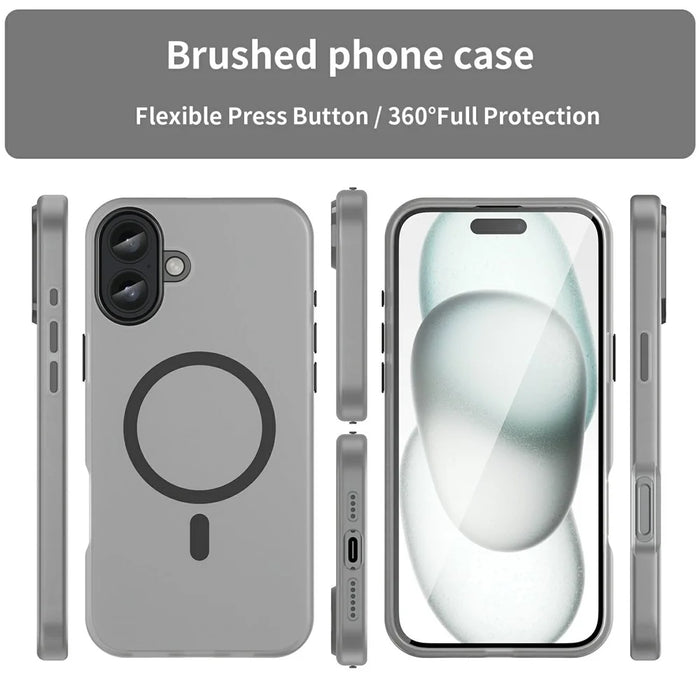 For iPhone 16 Plus Case Compatible with MagSafe TPU + PC Slim Matte Translucent Phone Cover - Black - 3