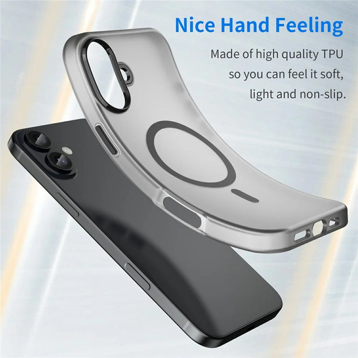 For iPhone 16 Plus Case Compatible with MagSafe TPU + PC Slim Matte Translucent Phone Cover - Black - 4