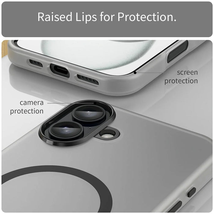 For iPhone 16 Plus Case Compatible with MagSafe TPU + PC Slim Matte Translucent Phone Cover - Black - 6