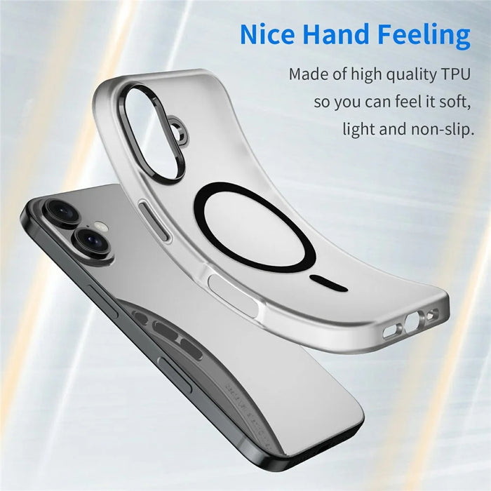 For iPhone 16 Case Compatible with MagSafe TPU + PC Slim Matte Translucent Phone Cover - Black - 4