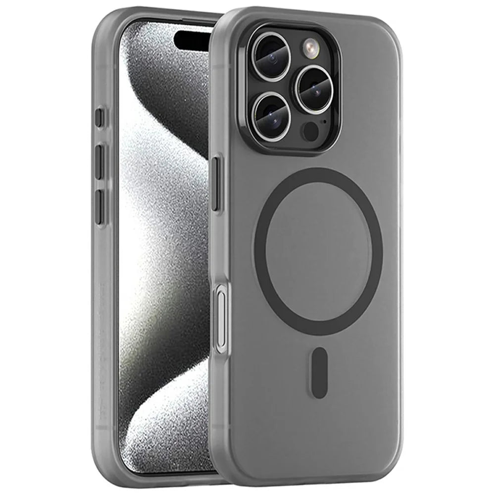 For iPhone 16 Pro Case Compatible with MagSafe TPU + PC Slim Matte Translucent Phone Cover - Black - 1