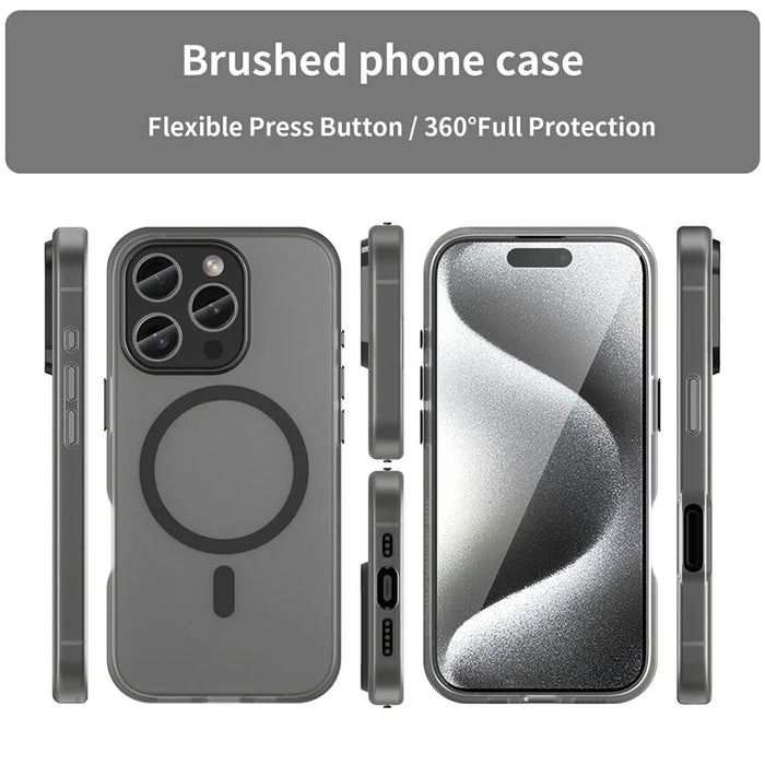 For iPhone 16 Pro Case Compatible with MagSafe TPU + PC Slim Matte Translucent Phone Cover - Black - 3