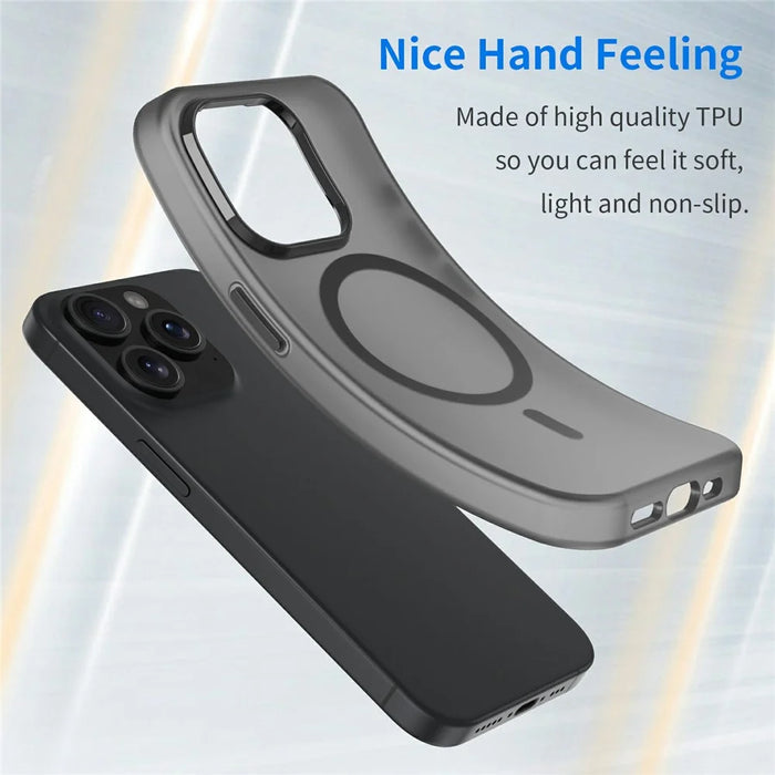 For iPhone 16 Pro Case Compatible with MagSafe TPU + PC Slim Matte Translucent Phone Cover - Black - 4