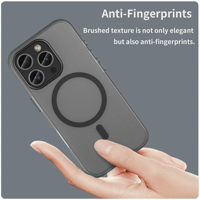 For iPhone 16 Pro Case Compatible with MagSafe TPU + PC Slim Matte Translucent Phone Cover - Black - 5