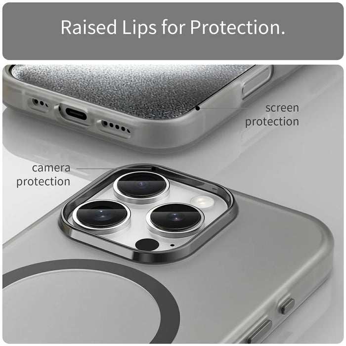 For iPhone 16 Pro Case Compatible with MagSafe TPU + PC Slim Matte Translucent Phone Cover - Black - 6