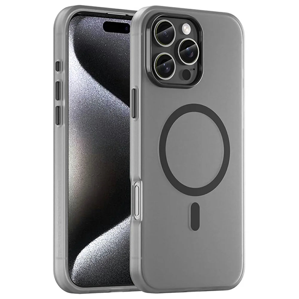 For iPhone 16 Pro Max Case Compatible with MagSafe TPU + PC Slim Matte Translucent Phone Cover - Black - 1